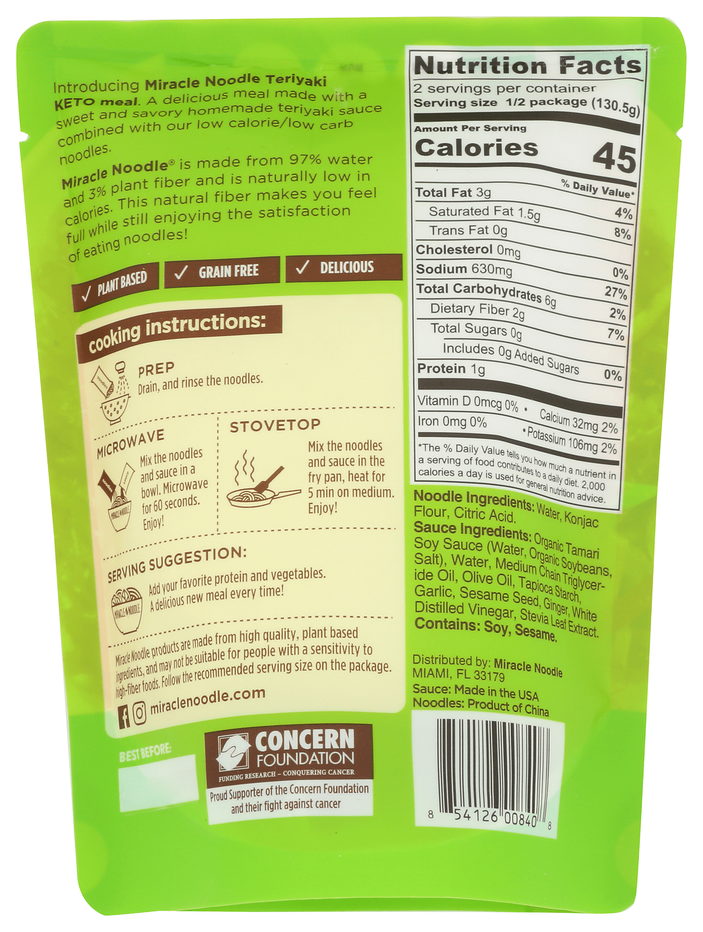 Miracle Noodle Teriyaki Keto Meal 9.2 oz (Pack of 6)