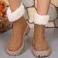 thumbnail image 2 of Platform Winter Snow Boots for Women Girls Fashion Casual Fuzzy Scuff Suede Mid Calf Booties, 2 of 8