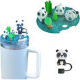 thumbnail image 1 of wonima44 Compatible with Stanley Cup Lid Accessories Charms, Cute Panda-Themed Lid Charms for Stanley Cups H2.0 Accessories 40oz with Silicone Straw Cover Cap for Tumblers (Panda), 1 of 1