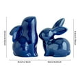 thumbnail image 3 of Xecvkr Ceramic Rabbit Ornaments Cute Living Room Decor Desktop Bookcase Study TV Cabinet Home Office Bedroom Birthday Valentine’s Easter Holiday Gift Friends Family Set of 2 Blue, 3 of 5