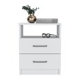 thumbnail image 7 of Xukmct Nightstand with 1 Open Shelf and 2 Drawers, Beside Table for Home, Living Room, White, 7 of 7