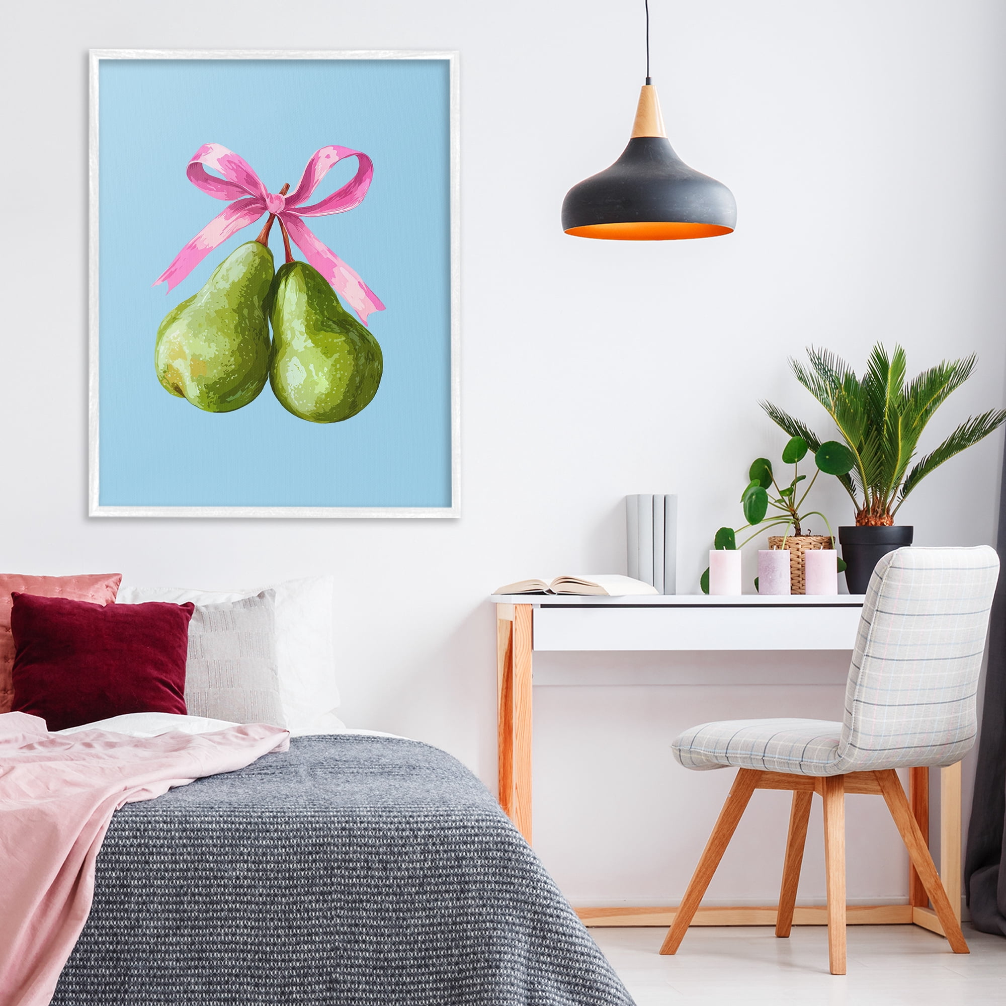 Stupell Industries Twin Pears with Ribbon White Framed Giclee Art, design by Imagine It Images