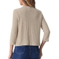thumbnail image 3 of INSPIRE CHIC Women's Cropped Elegant Sweater Open Front 3/4 Sleeve Casual Cardigan, 3 of 5
