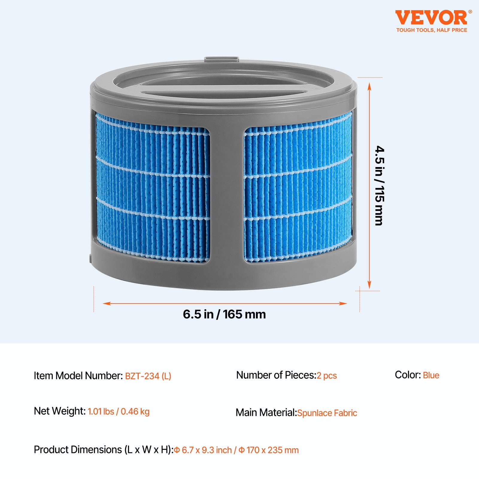VEVOR Evaporative Humidifier Replacement Filter, 2-Pack, Compatible with VEVOR 10L(2.64G) Model BZT-242 Evaporative Humidifier, Easy to Install for Prolong Filter Life