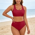 thumbnail image 2 of Swimsuit for Women Two Piece Bathing Suits Two Piece Solid Color Back Tankini Swimsuit Bikini Bathing With Adjustable Ties, 2 of 5