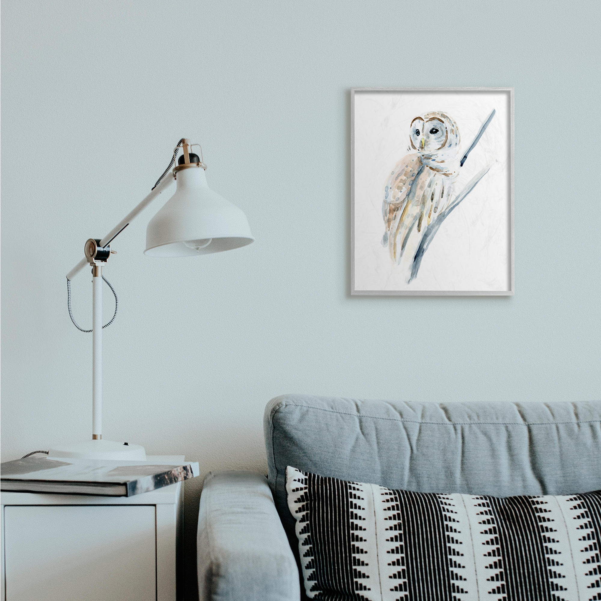 Stupell Industries Winter Artic Owl Portrait Perched on Tree Branch Canvas Wall Art, 24 x 30, Design by Annie Warren