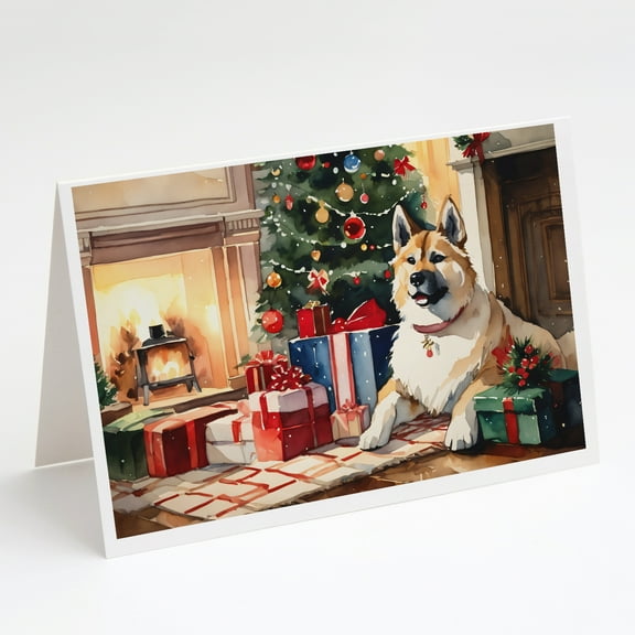Akita Cozy Christmas Greeting Cards Pack of 8 7 in x 5 in