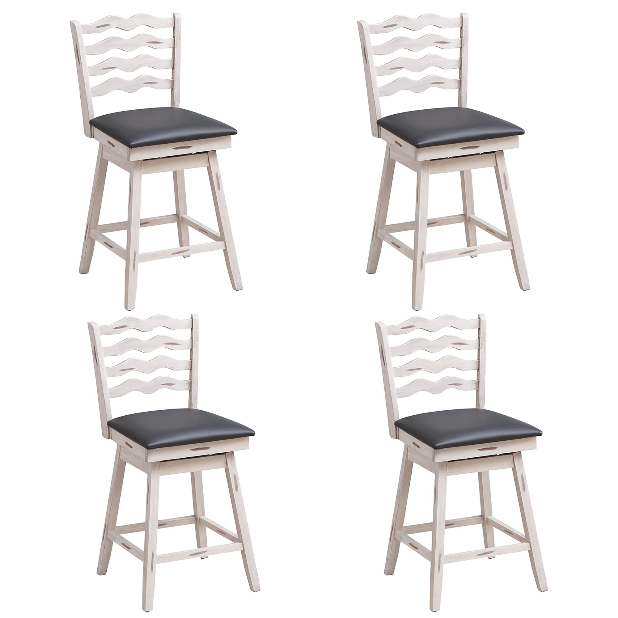 Costway Set of 4 Swivel Bar Stools Counter Height Upholstered Faux