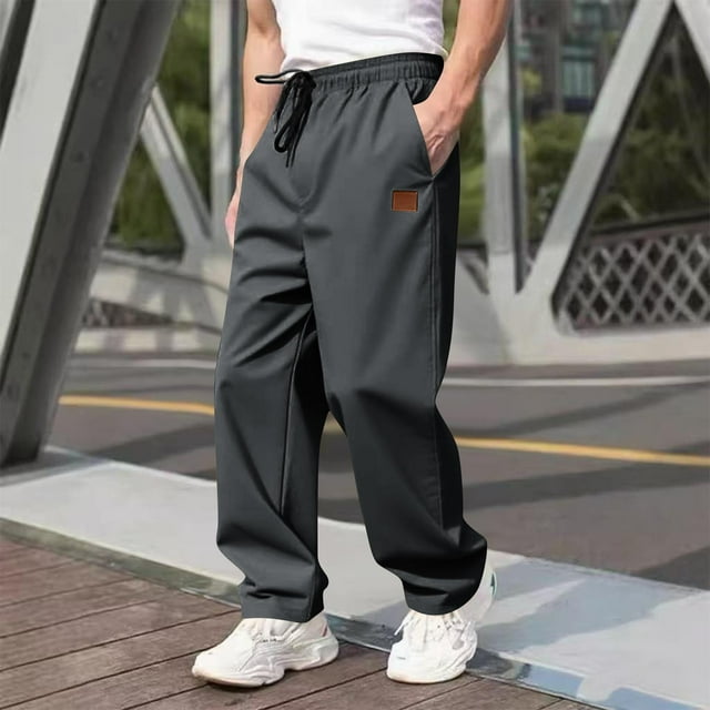 Mceream Pantalon de Jogging Décontracté pour Hommes Coupe Décontractée Pantalon Cargo Pantalon de Survêtement à Cordon de Serrage Randonnée Extérieur Jambe Droite Pantalon de Sport Pantalon Décontracté pour Homme Gris m