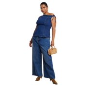 ELOQUII Women's Plus Size Asym Denim Top