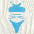 thumbnail image 3 of Aayomet Two Piece Swimsuit For Women Women Color 2pack Rib Bikini Swimsuit Split Push Up Two Piece Bikinis Swimsuit Beachwear,Blue XL, 3 of 5