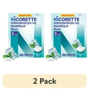 (2 pack) Nicorette Nicotine Gum, Stop Smoking Aids, 2 Mg, White Ice Mint, 160 Count