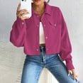 thumbnail image 6 of Corduroy Jacket Women, Yigetop Womens Cropped Corduroy Jacket Loose Button Down Long Sleeve Shacket Coat Jackets for Women Trendy Hot Pink XL, 6 of 9