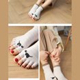 thumbnail image 5 of JUUNthy Womens Open Toe Socks, Crew Cut Cotton Comfort Cute Soft Five Finger Ankle Socks Purple, 5 of 12