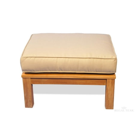27.75" Natural Teak Deep Seating Outdoor Patio Ottoman with Tuscan Burnt Orange Cushion