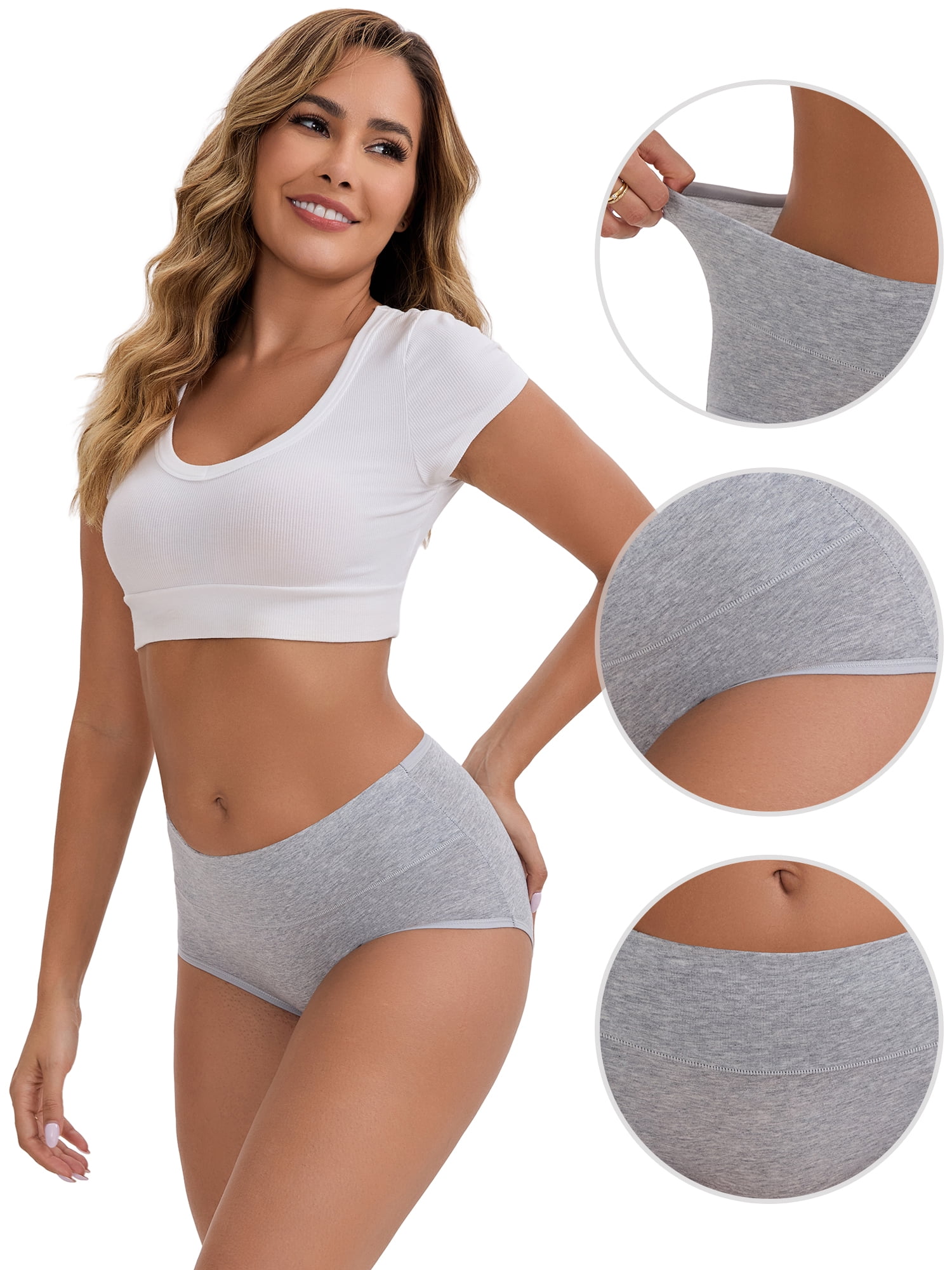 DARING DIVA Women's Tummy Control Underwear Briefs 4 Packs XXL Black, Gray, Red, Blue