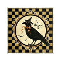 Stupell Industries All Hallow's Eve Halloween Crow Holiday Painting Unframed Art Print Wall Art