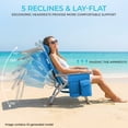 thumbnail image 4 of Pirecart Foldable Beach Chair, 5-Position Lay Flat Reclining Beach Chair W/ Headrest, Storage Bag, Cooler Pouch,Towel Bar, Foot Mat, Dark Blue, 4 of 8