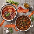 thumbnail image 5 of Daluvenix 2 in 1 Cast Iron Dutch Oven Pot with Skillet Lid, 3+1.5qt Enamel Dutch Oven Dual Handle, All-in-One Cookware, Orange, 5 of 7