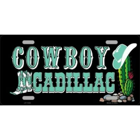 Cowboy Cadillac Novelty Vanity Metal License Plate Tag Sign