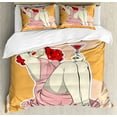 thumbnail image 1 of Pin up Girl King Size Duvet Cover Set, Martini Cocktail Holding Woman We Prefer to Shake It Message, Decorative 3 Piece Bedding Set with 2 Pillow Shams, Rose Pale Orange and Scarlet, by Ambesonne, 1 of 3