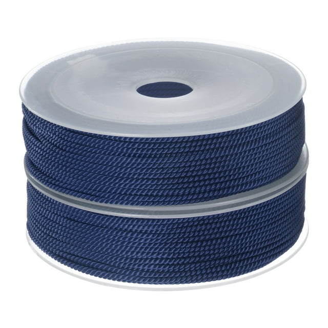 Unique Bargains 2 Pack Twisted Nylon Twine Thread Beading Cord 1.5mm 20M/65 Feet Extra Strong Braided Nylon String, Dark Blue
