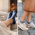 thumbnail image 4 of 10 Pairs Women's Solid Color Ankle Socks, Ribbed Casual Short Socks with Navy, 4 of 8