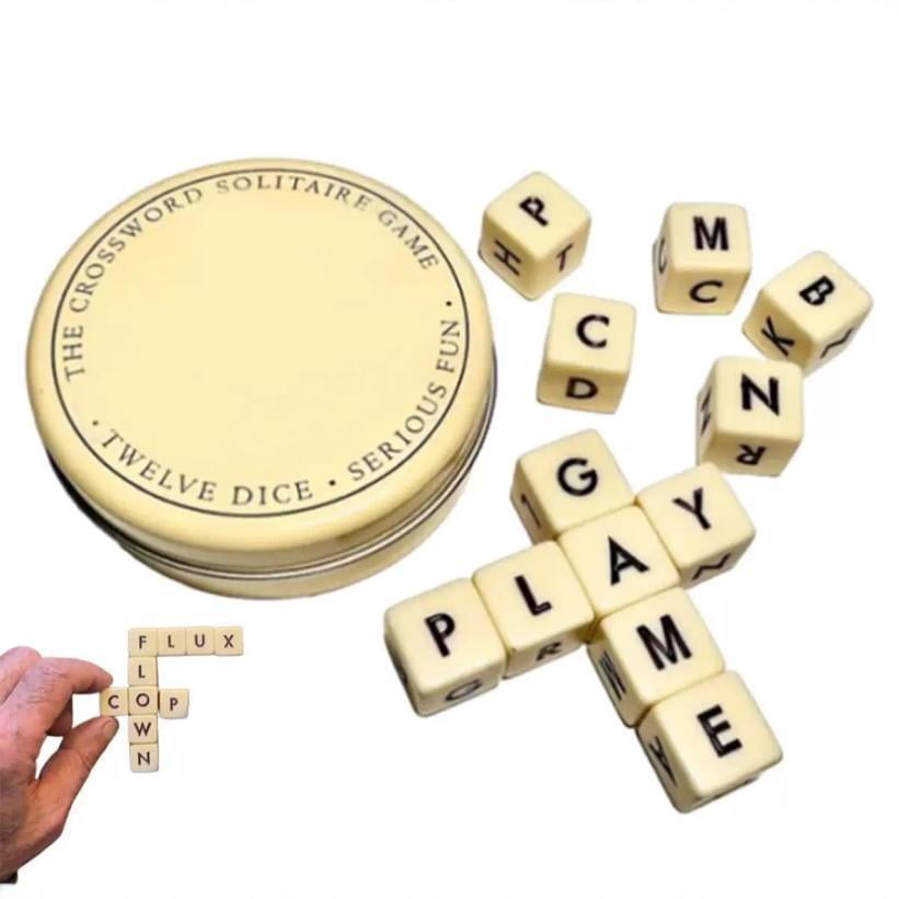 NBEADS 2 Pack Crossword Letter Dice Game - Portable Storage Tins for Travel/Camping/Family Night (Golden)Z