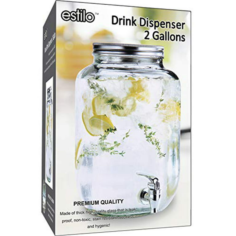 Estilo EST4358 Glass Double Drink 1 Gallon Beverage Dispenser with