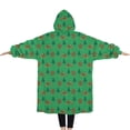 thumbnail image 2 of Oversized Wearable Blanket Hoodie,Green Bigfoot and Campfire Pattern Sherpa Blanket Hoodie with Super Pockets,Super Warm Fuzzy Pullover for Women & Men, 2 of 6