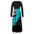 thumbnail image 5 of Qiopertar Vente de Liquidation Robe Longue à Manches Longues Imprimée Halloween pour Femmes avec Fermeture Éclair Col Rond Jupe Longue Offres de la Semaine Moins de 5$, 5 of 5