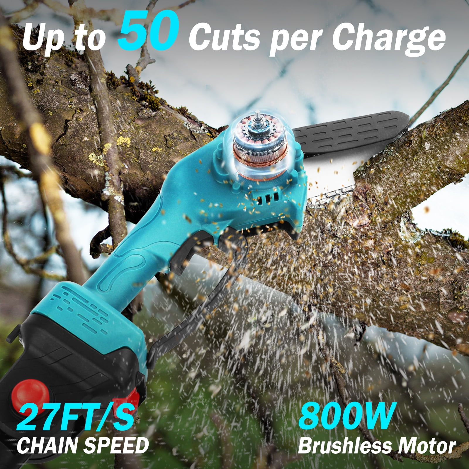 iToolMax 8" 58 Volts Adjustable Cutting Angle Cordless Chainsaw