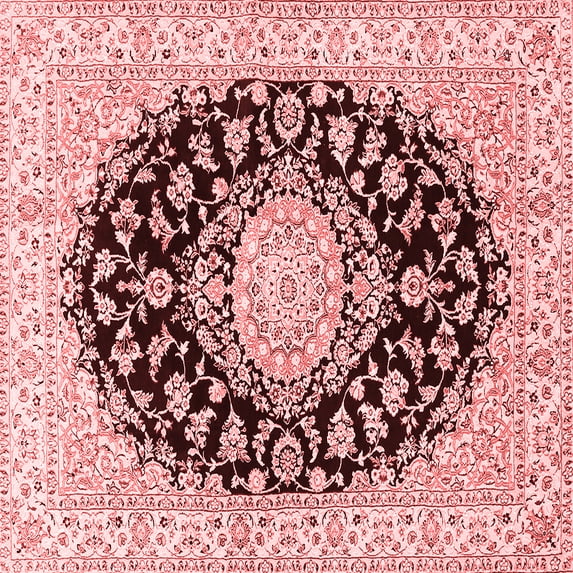Ahgly Company Indoor Square Medallion Red Traditional Area Rugs, 5' Square