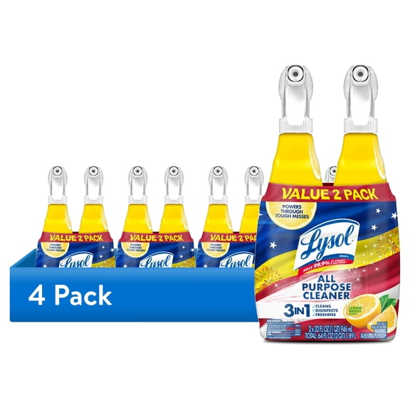 (4 pack) Lysol All Purpose Spray Cleaner for Sanitizing and Disinfecting, Lemon, 32 fl oz, 2 pack