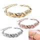 thumbnail image 2 of Pulsera de hojas con incrustaciones de diamantes de imitación, pulsera de eslabones con diseño de hojas brillantes, joyería para mujer, ideas de regalo para fiestas y citas., 2 of 8