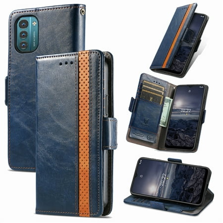 Case for Nokia G21 Cover Leather Wallet Folio Case Book Design Flip Magnetic Closure - Blue