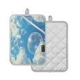 thumbnail image 2 of Two Pieces Of Square Heat Insulation Pad Oven Mitts 7x9.8 Inch Oven Microwave Kitchen Cooking Baking Blue Sky Bubble, 2 of 7