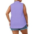 thumbnail image 4 of Women's Plus Size Summer Tops Flowy Sleeveless Shirts Trendy V Neck Polo Tank Purple 2X, 4 of 6