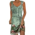 thumbnail image 2 of Viikei Women's Casual Summer Tank Dress Sleeveless,Women's Casual Versatile Printed V Neck Casual Sleeveless Suspender Dress Army Green S, 2 of 5
