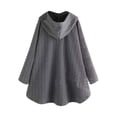 thumbnail image 3 of Powerdelux Women'S Autumn And Winter Solid Color Hooded Single-Breasted Irregular Cotton Jacket, 3 of 4