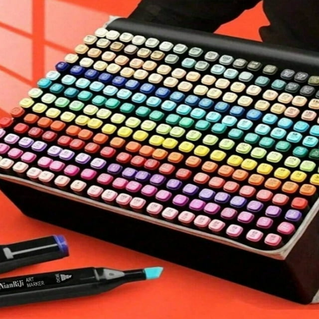 LNGOOR 24PC Color Marker Double-Head Alcohol Oil Painting Set Pen Student Painting Watercolor Pen Multi-Color Permanent Marker Art Special Brush