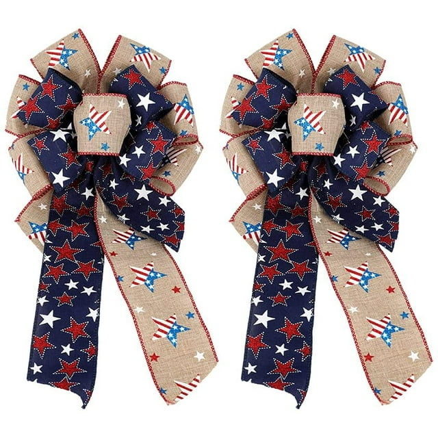 Jour de l'Indépendance Arcs Patriotiques Rouges et Bleus 2 Packs 11x23 Pouces Quart d'Étoiles du Drapeau Américain Juillet pour Décorations d'Arc de Couronnes Intérieures et Extérieures (Arcs Patriotiques-4)