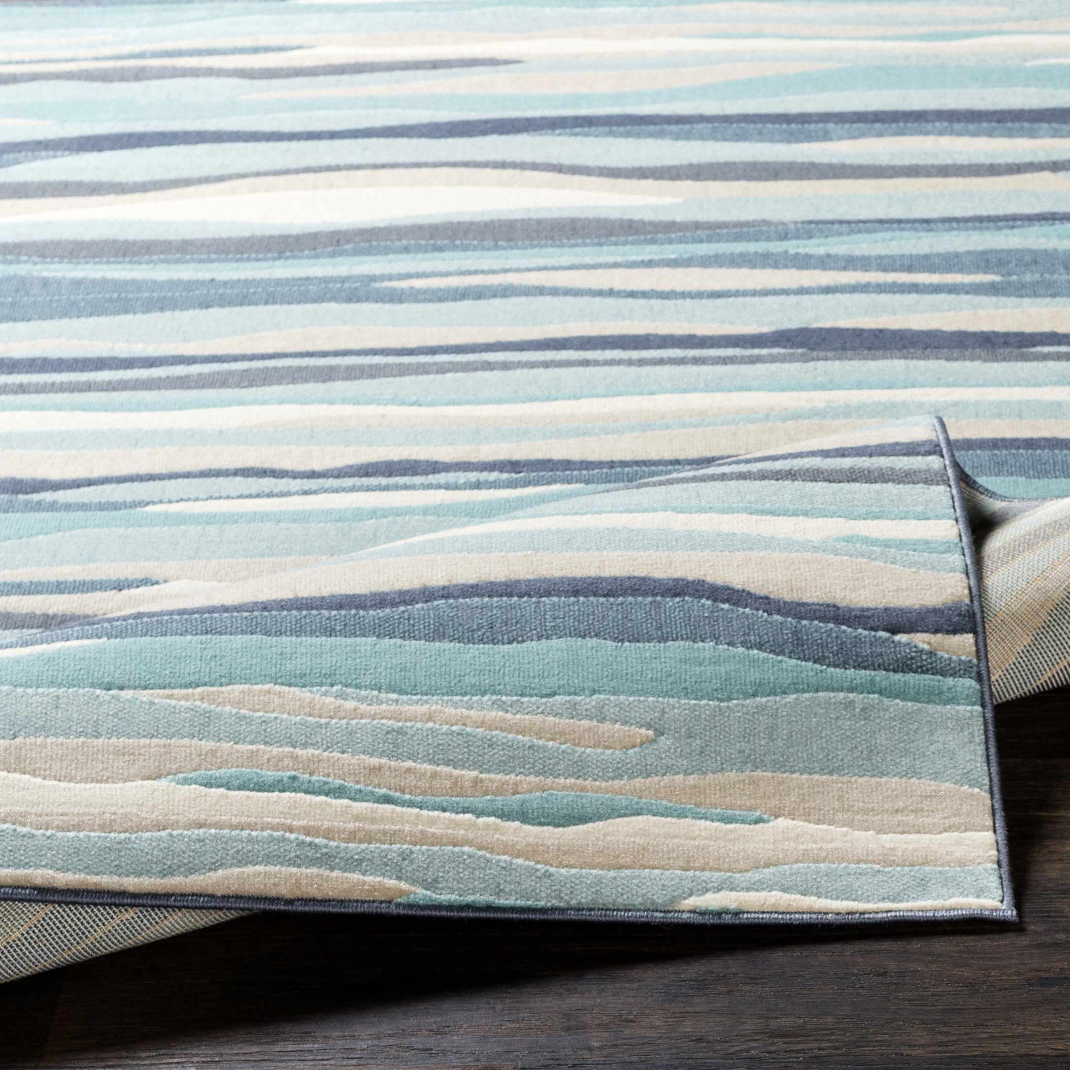 BoutiqueRugs Basco Contemporary Area Rug - Aqua, Peach, Taupe - 5'3" x 7'3"