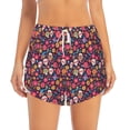 thumbnail image 2 of Picia Apricot color Skull flower Pattern Women's 2 in 1 Athletic Running Shorts High Waisted Workout Casual Gym Sweat Shorts with Comfy Liner Zipper Pockets-X-Large, 2 of 9