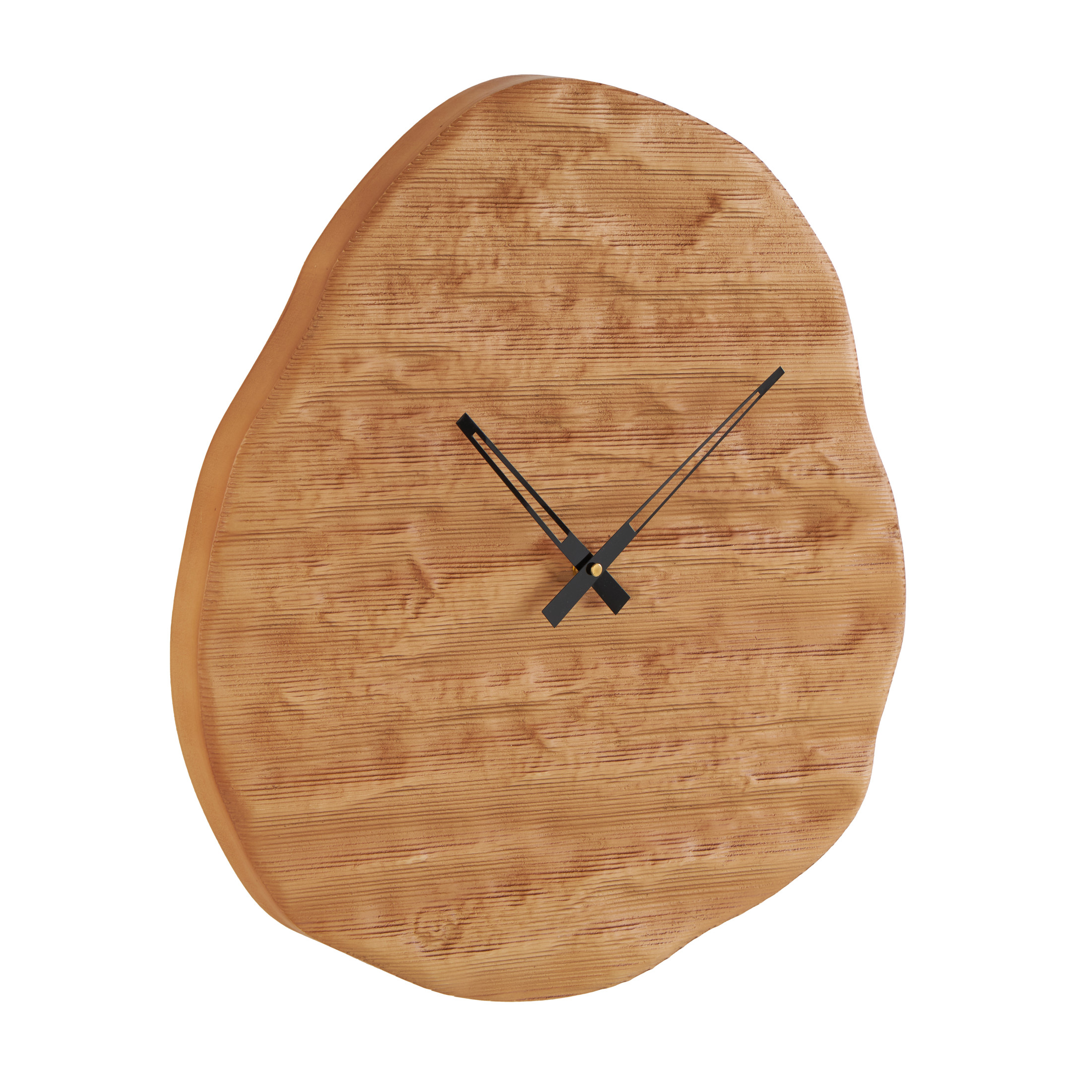 DecMode 19" Brown Wood Wavy Wall Clock with Black Accents