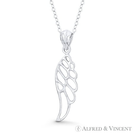 Angel's Wing Charm Open-Cutout Pendant & Chain Necklace in .925 Sterling Silver