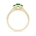 thumbnail image 2 of ANGARA Natural Aeon Square Emerald Three Stone Engagement Ring with Milgrain in 14K Yellow Gold for Women (Size-4mm) | May Birthstone, Anniversary, Jewelry Gift for Women | Natural Emerald Ring, 2 of 9