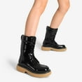 thumbnail image 5 of DREAM PAIRS Women's Platform Chunky Lug Sole Lace Up Leather Boots, Mid Calf Boots Outlet, 5 of 5