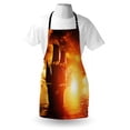 thumbnail image 3 of Pirate Ship Apron Ancient Pirate Ship Sailing on the Ocean at Sunset in Full Sail Print, Unisex Kitchen Bib Apron with Adjustable Neck for Cooking Baking Gardening, Orange Yellow Black, by Ambesonne, 3 of 3