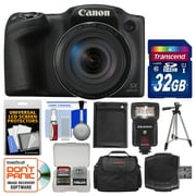 Angle View: Canon PowerShot SX420 IS Wi-Fi Digital Camera (Black) with 32GB Card + Case + Flash + Battery + Tripod + Kit